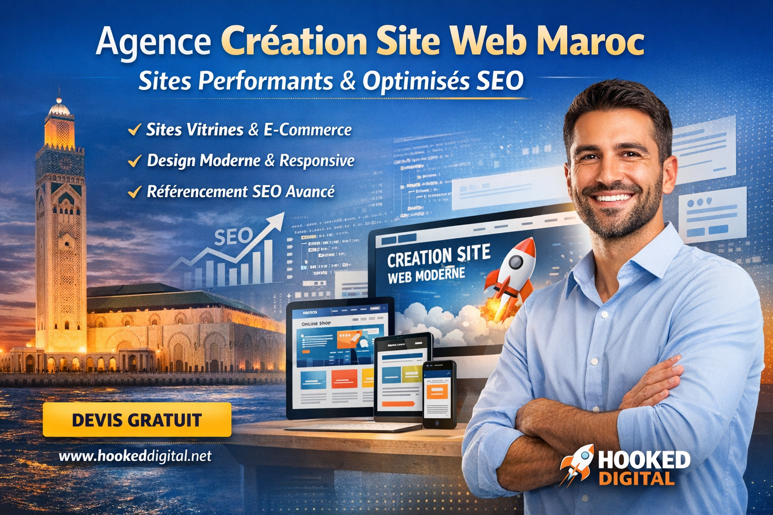 création site web maroc agence hooked digital site internet seo casablanca